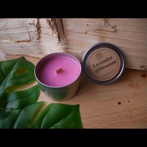 Lavender Blossom soy candle tins. 8oz